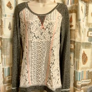 Maurice's lace over fleece sweatshirt in s…